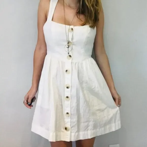 Free People white tortoise button mini dress - Picture 5 of 7